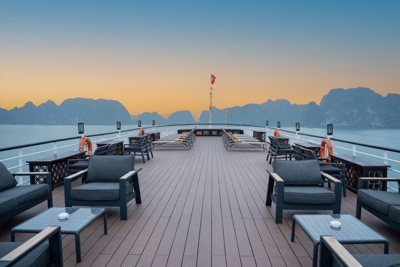 The sundeck, open from cast-off to the return leg