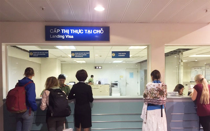 Visa application counter in a Vietnam's international airport