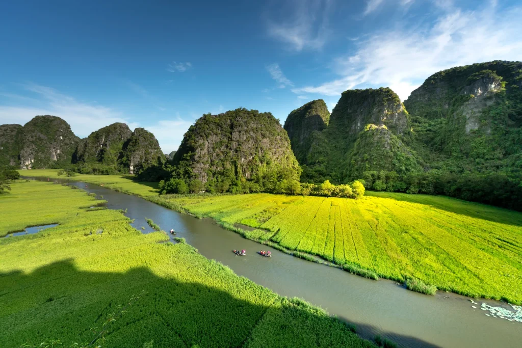 Limestone karsts and river valleys on the Hanoi, Ha Long Bay and Ninh Binh 4-day journey with Ambassador Cruise